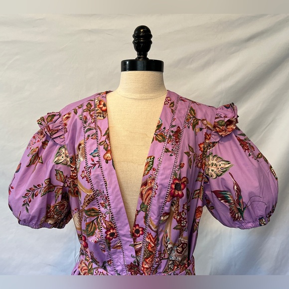 Farm Rio Monkey Floral Puff Sleeve V Neck belted Romper * XL - Picture 10 of 15